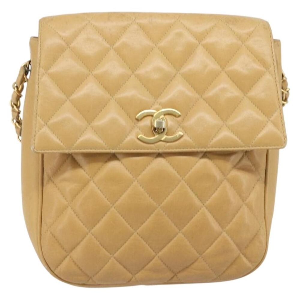 Chanel Matelasse Chain Shoulder Bag Beige